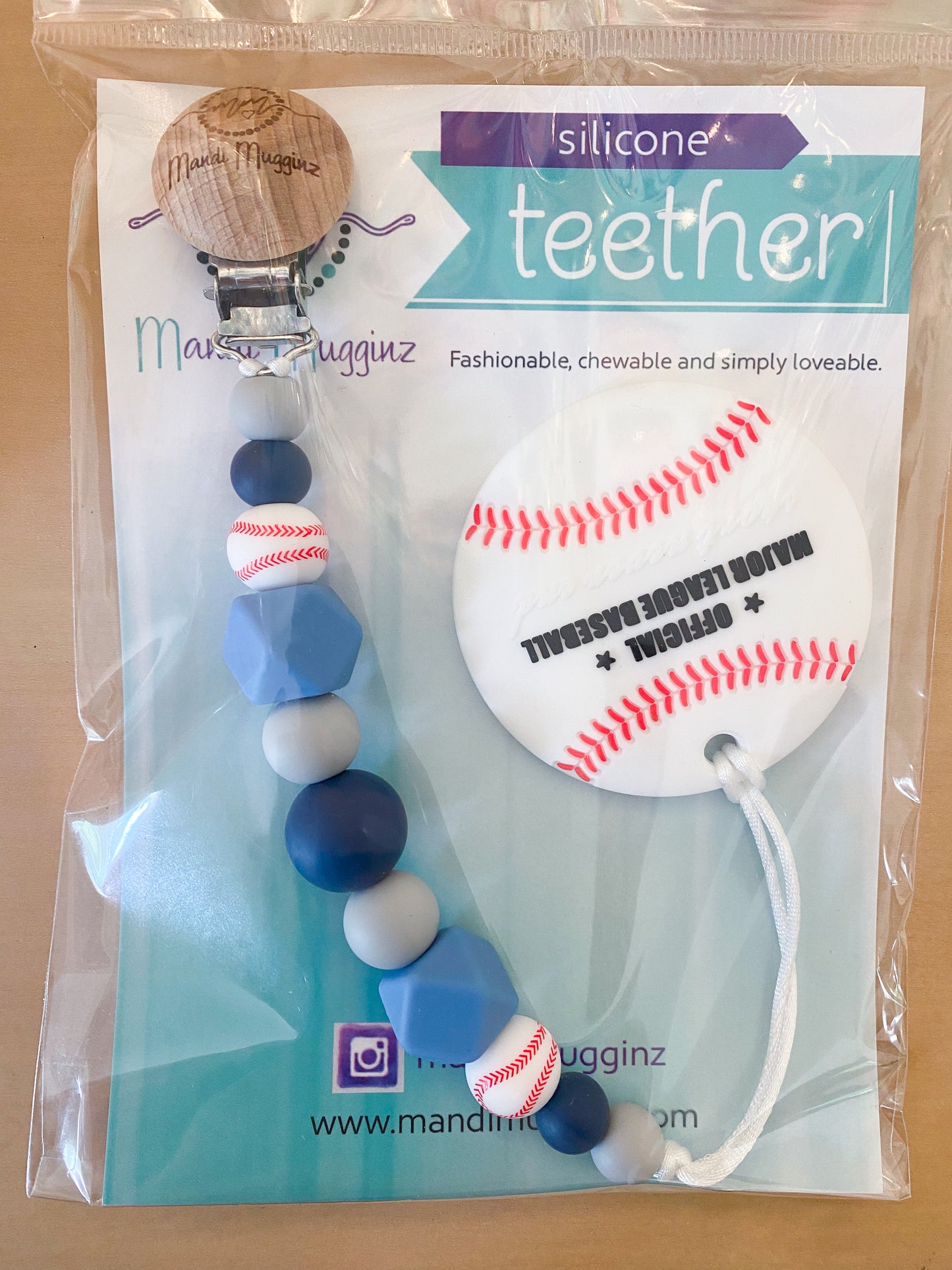 Baseball Teether + Clip