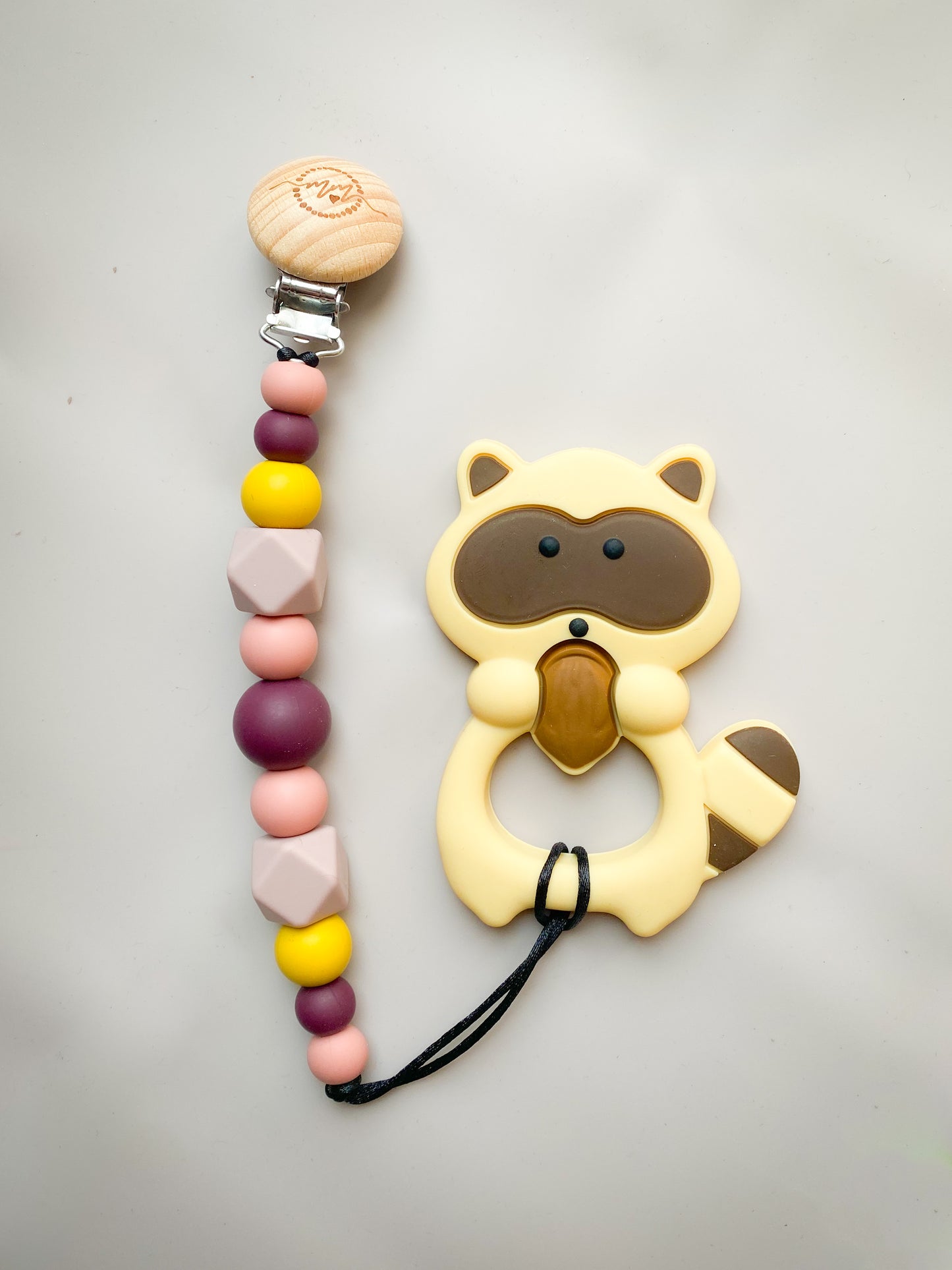 Raccoon Teether + Clip