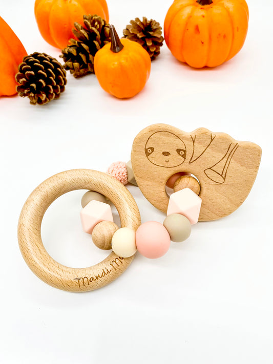 Sloth Wooden Rattle