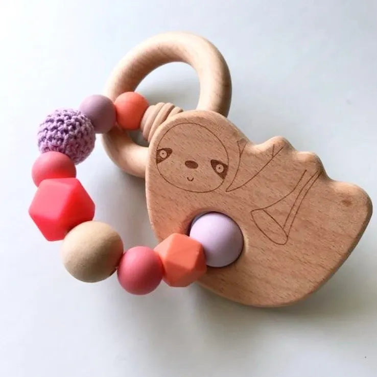 Sloth Wooden Rattle