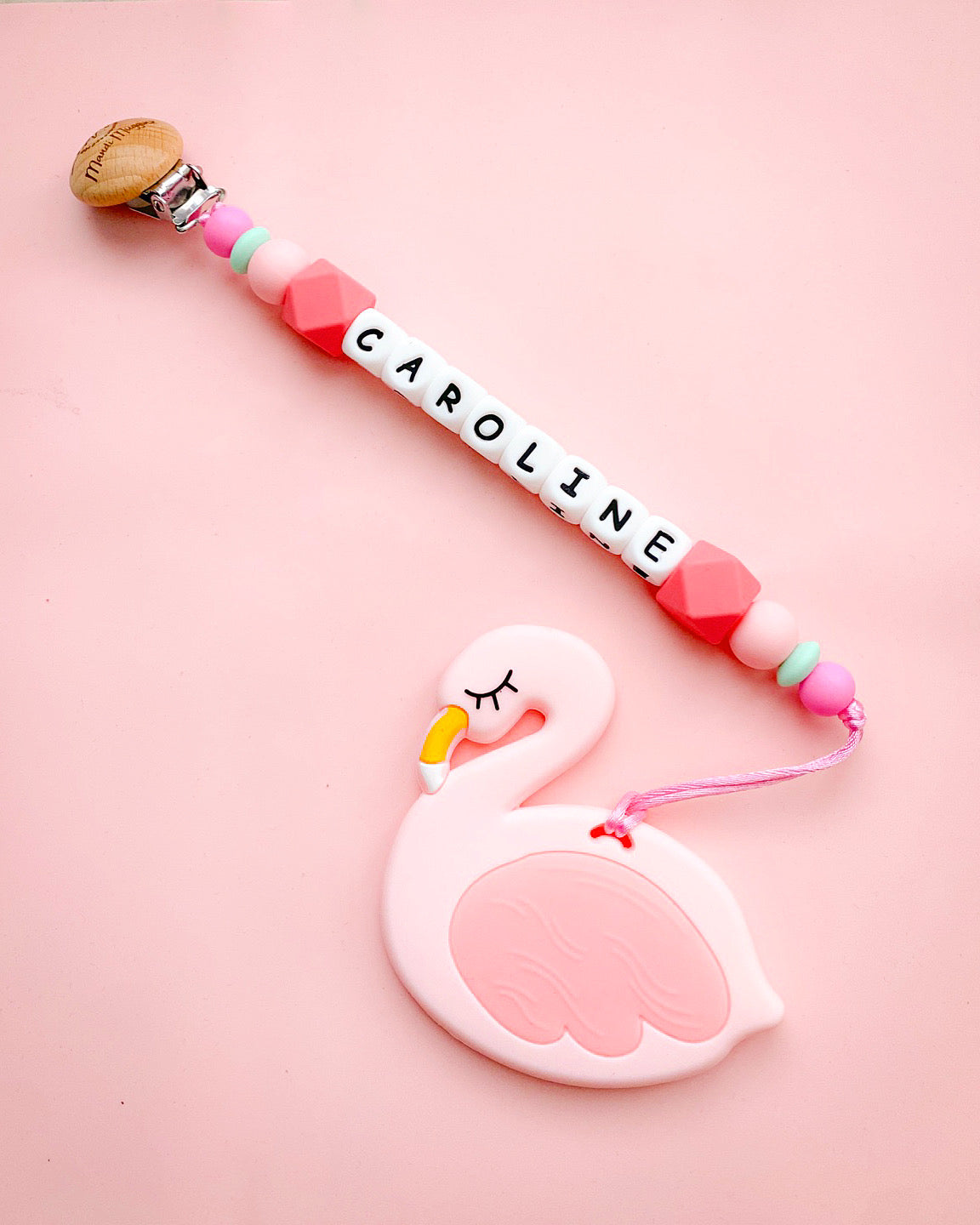 Flamingo Teether + Clip