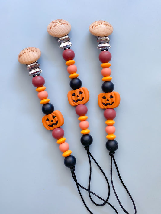 Jack-o-lantern Pacifier Clip