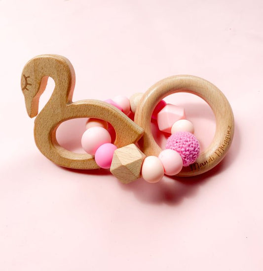 Flamingo Wooden Rattle