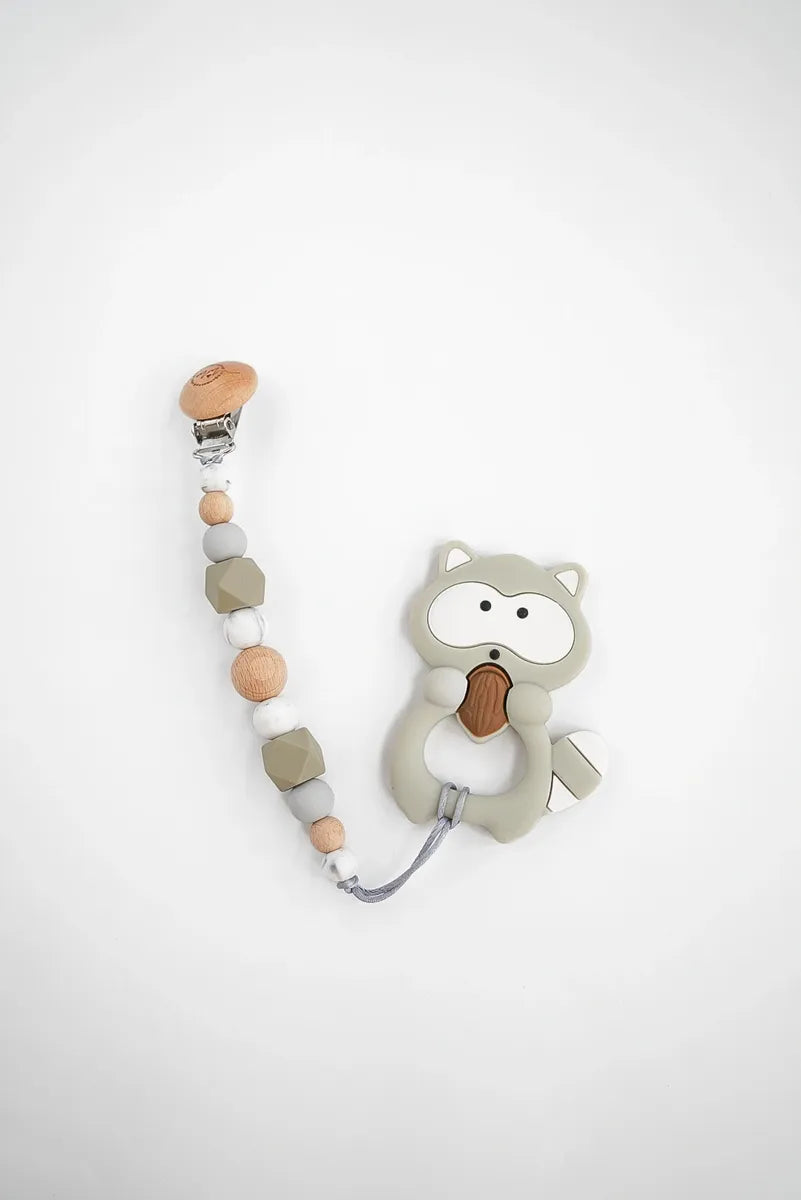 Raccoon Teether + Clip