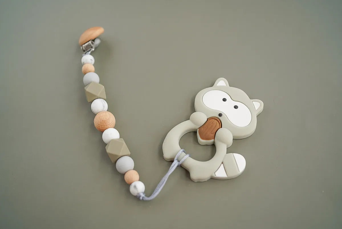 Raccoon Teether + Clip